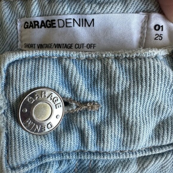 Garage Blue Jean Shorts with Distressed Raw Hem - Picture 3 of 7